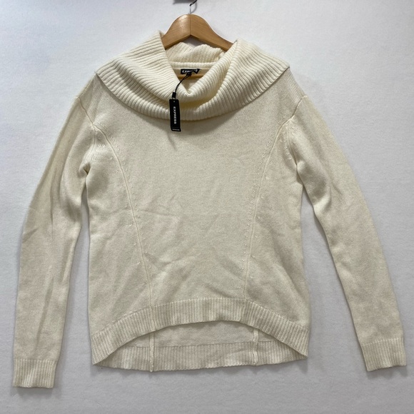 NWT Express Cowl Neck Wool Blend Sweater in Cream Ivory Women’s Size Small - Picture 3 of 8